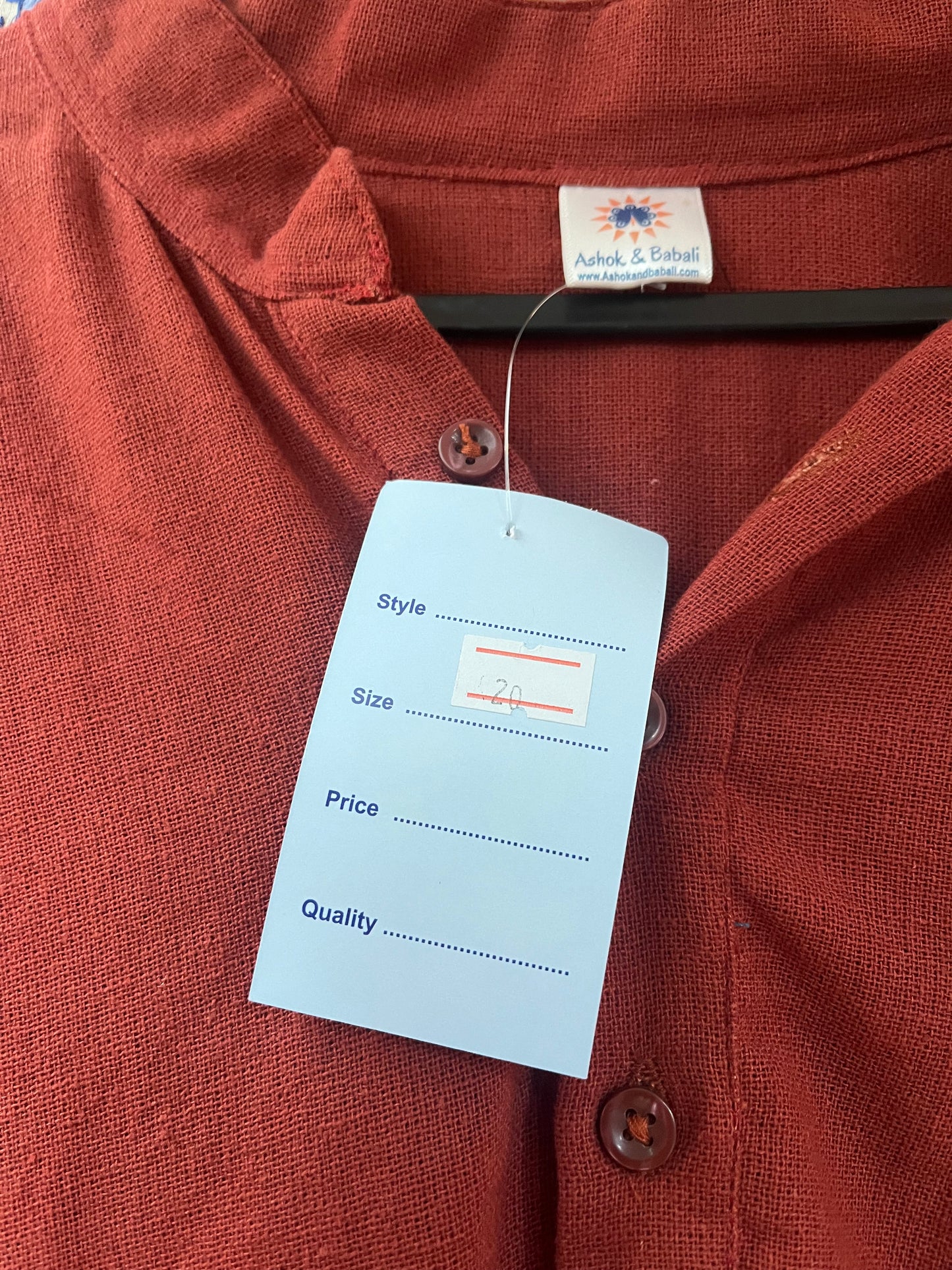 Rust Cotton Men’s Kurta-Style Shirt