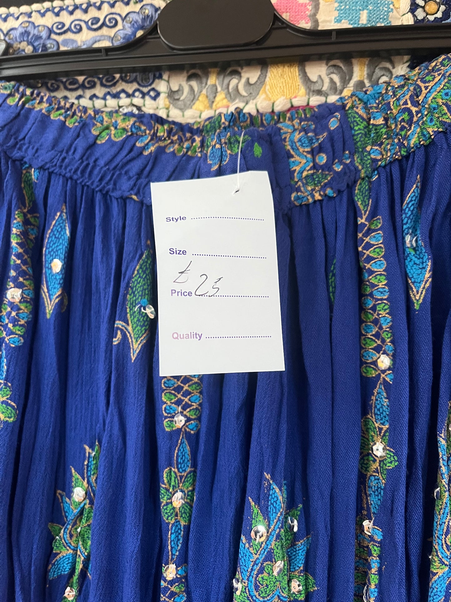 Blue Embroidered Indian Maxi Skirt ✨