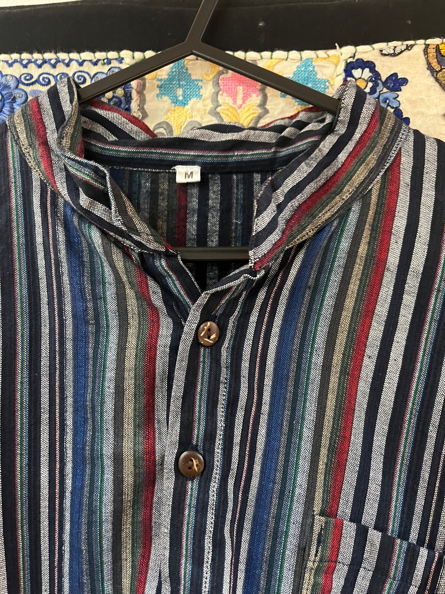 Nautical Tones - Stripe Cotton Men’s Kurta-Style Top