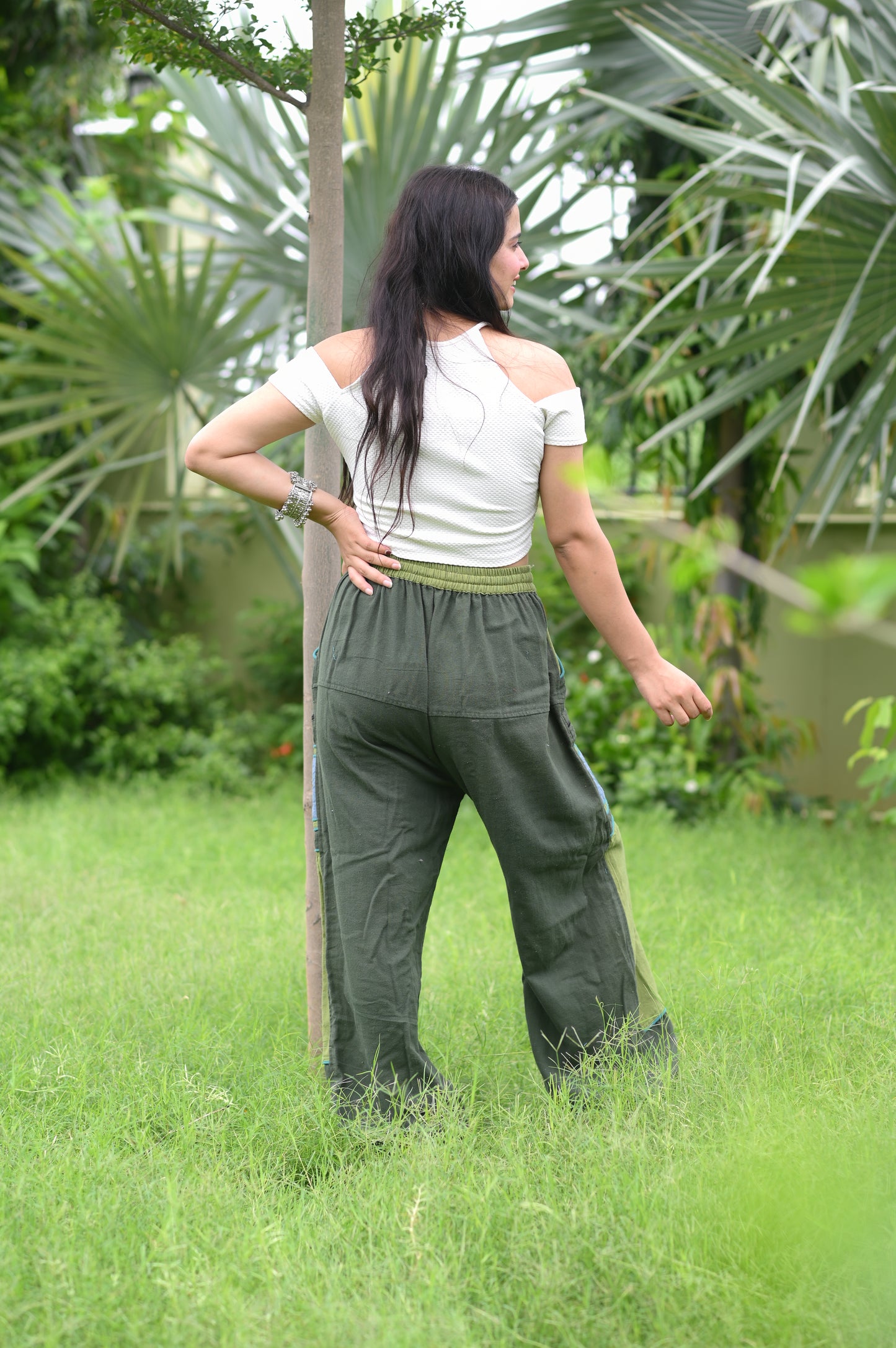 Forest Vibe Patchwork Harem Pants