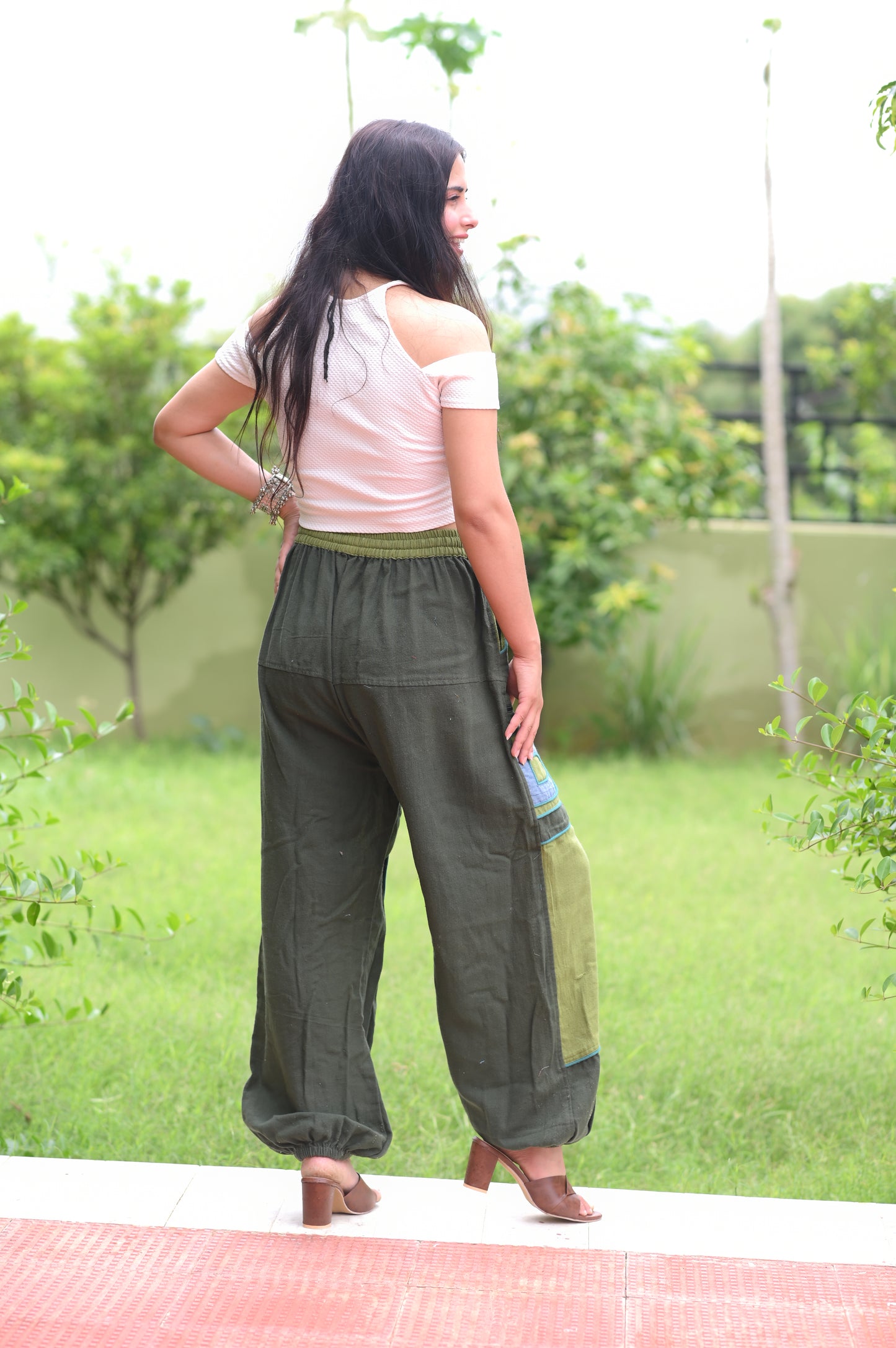 Forest Vibe Patchwork Harem Pants