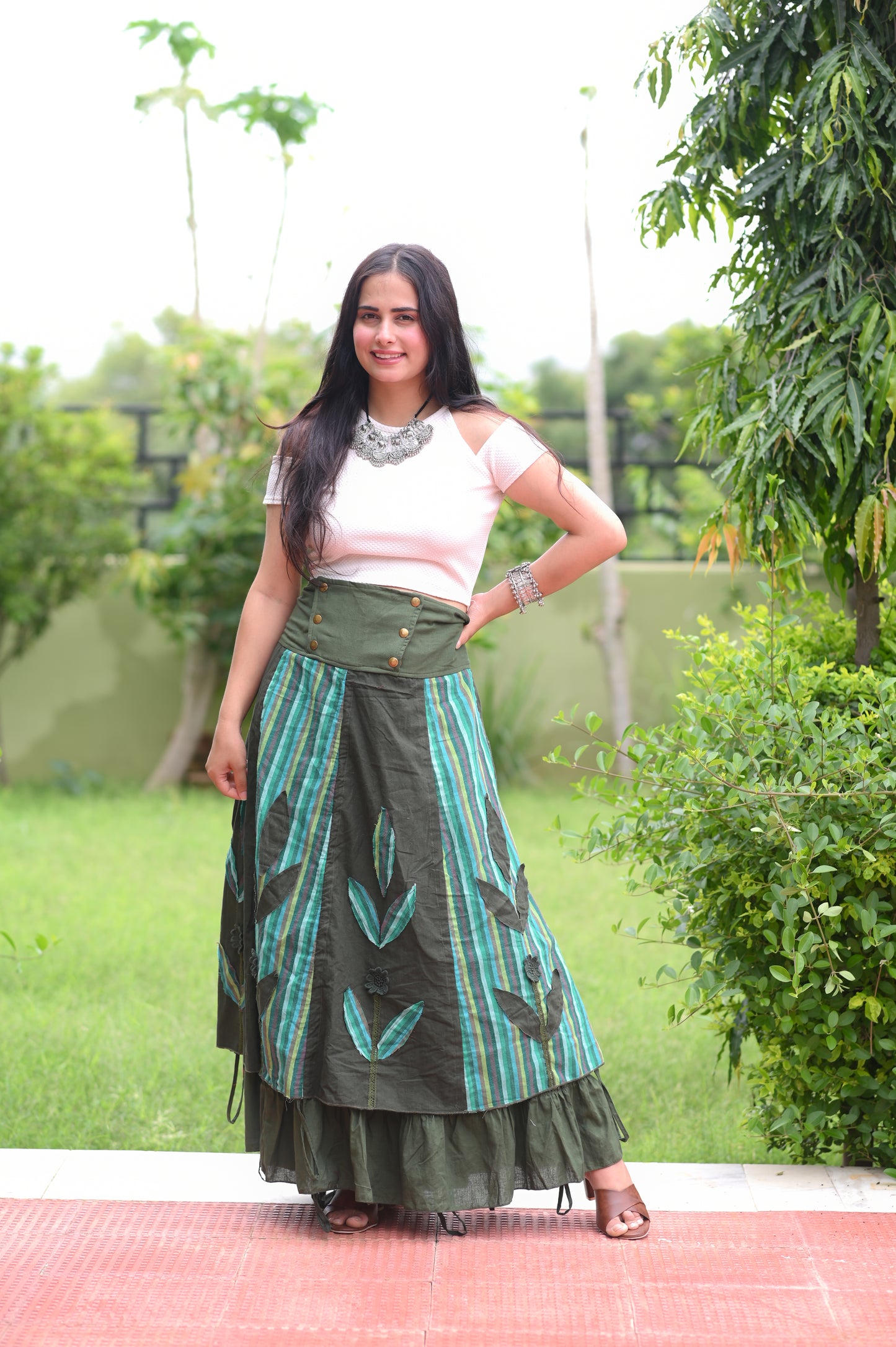 Boho Olive Green Skirt