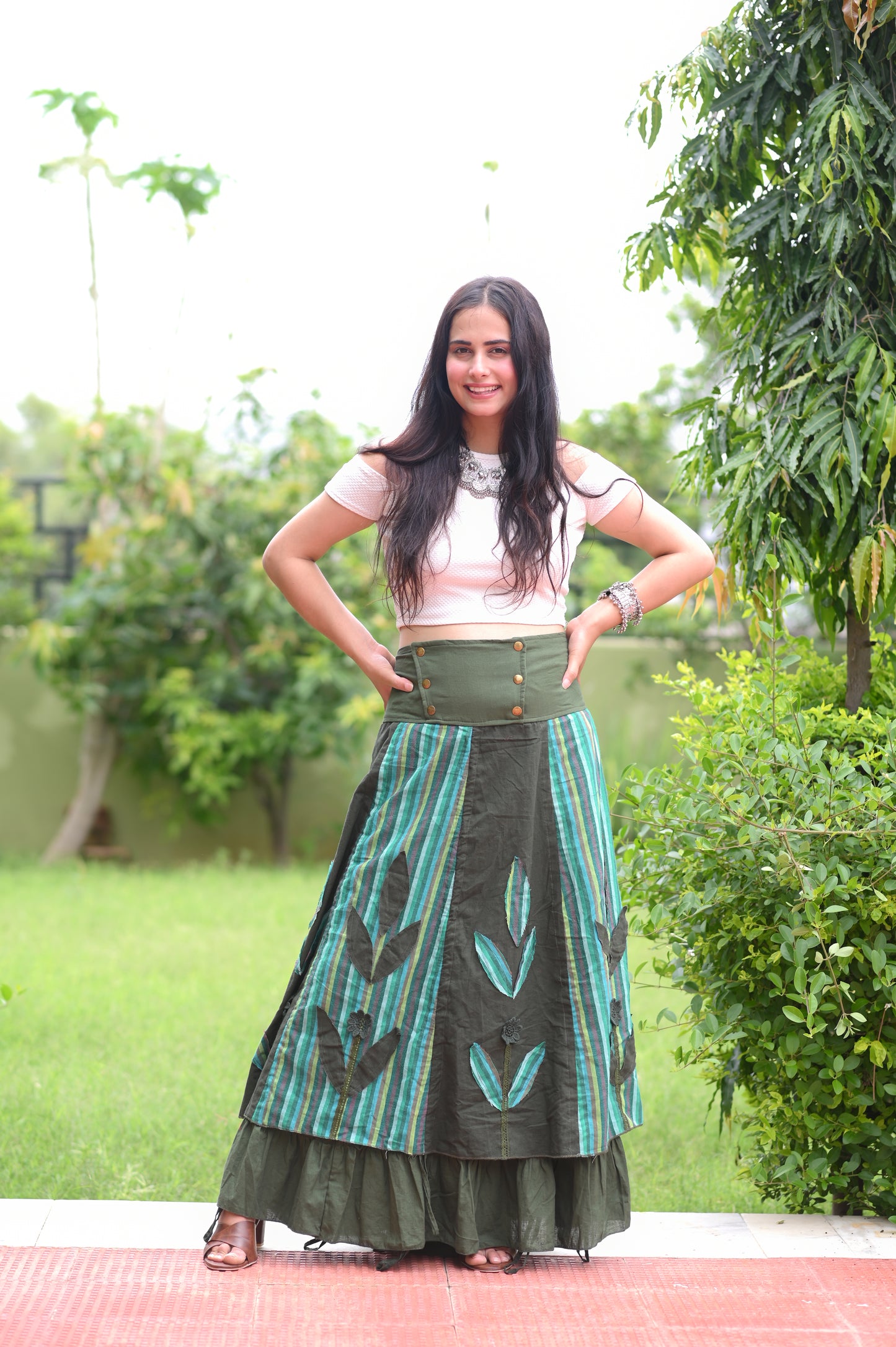 Boho Olive Green Skirt