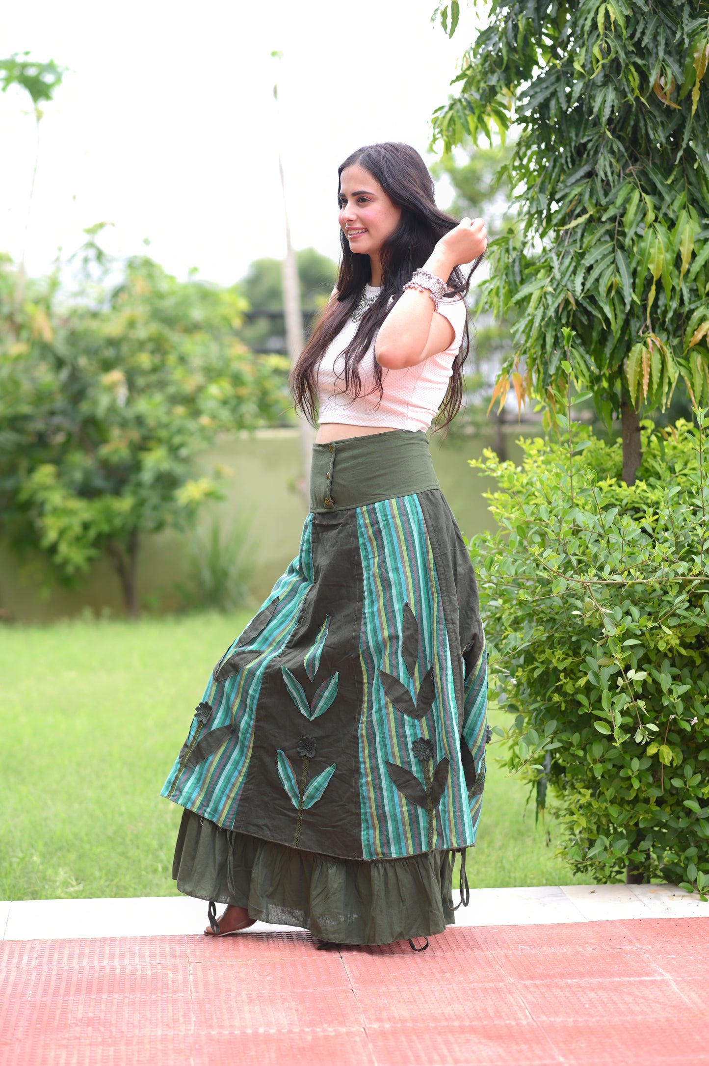Boho Olive Green Skirt