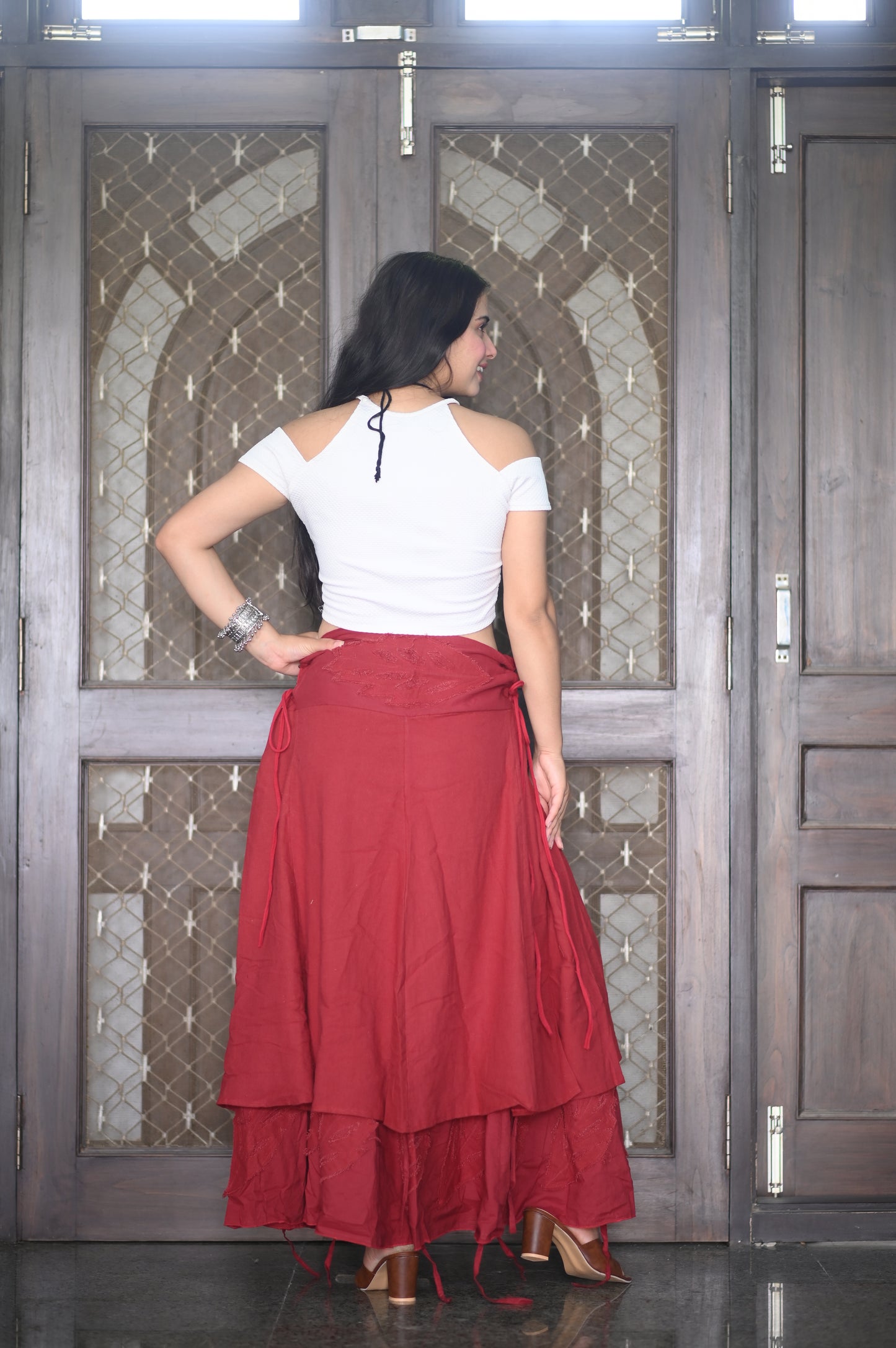 Boho Red Layered Skirt