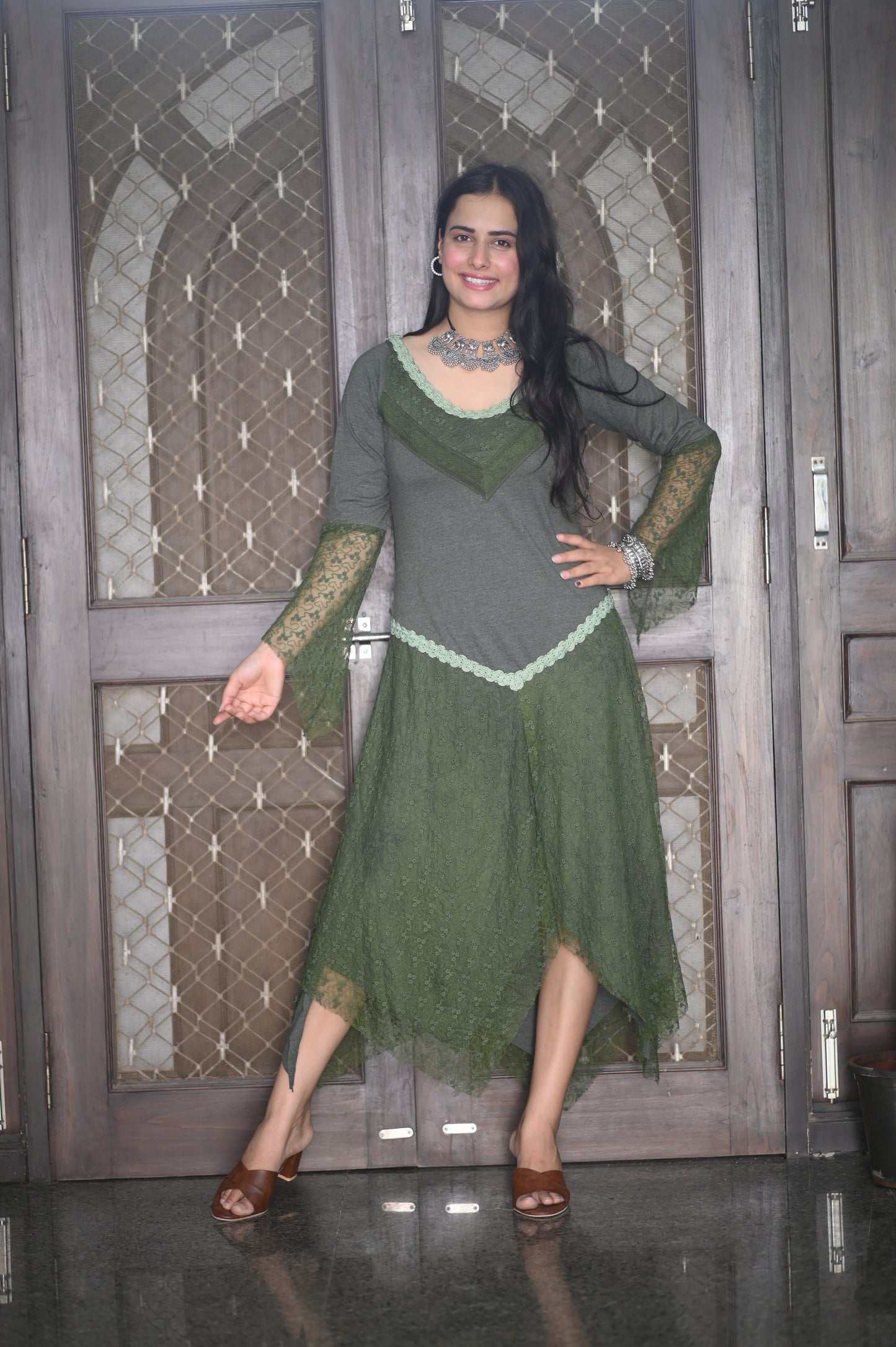 Bohemian Green Lace Dress