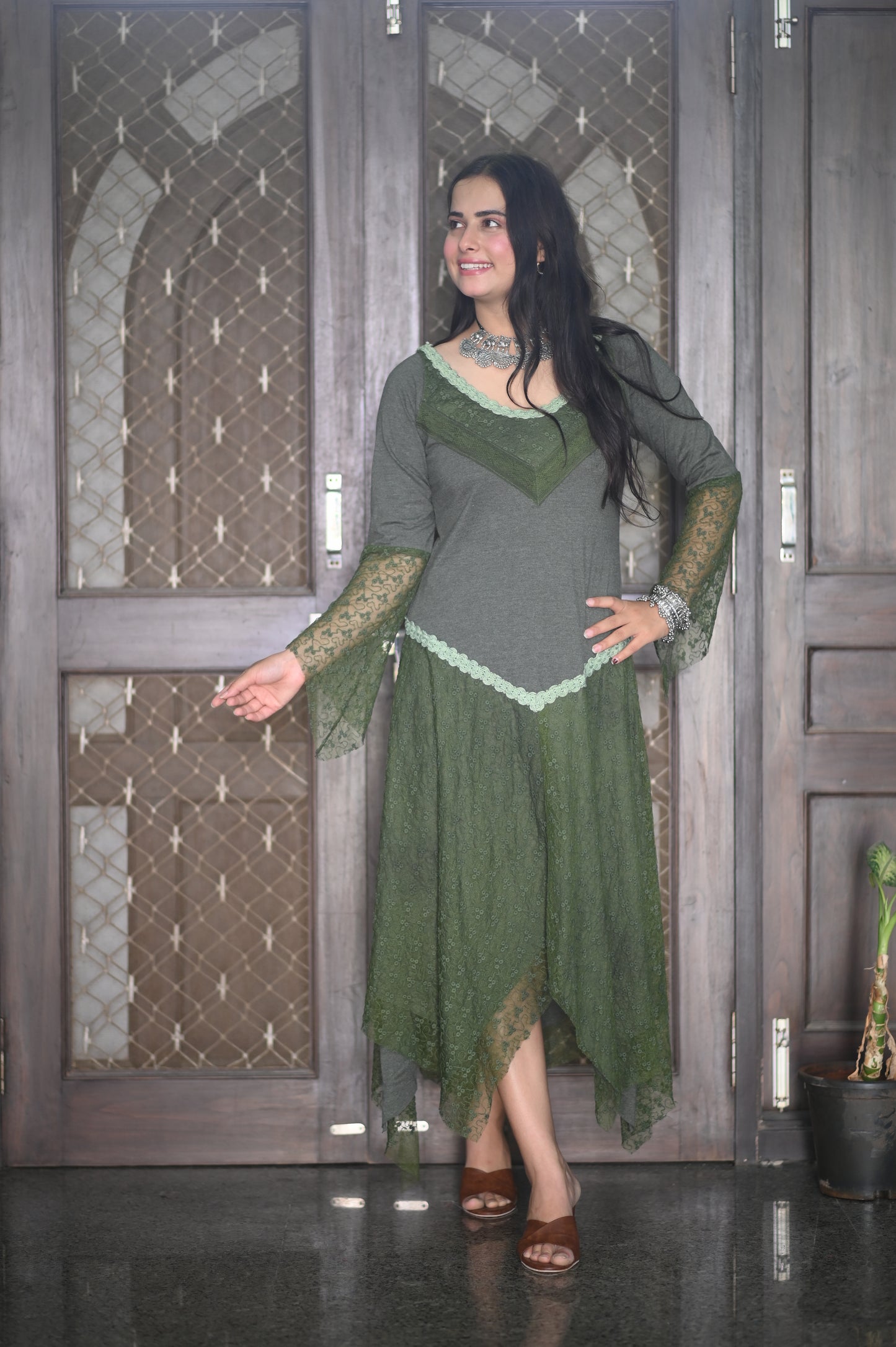 Bohemian Green Lace Dress