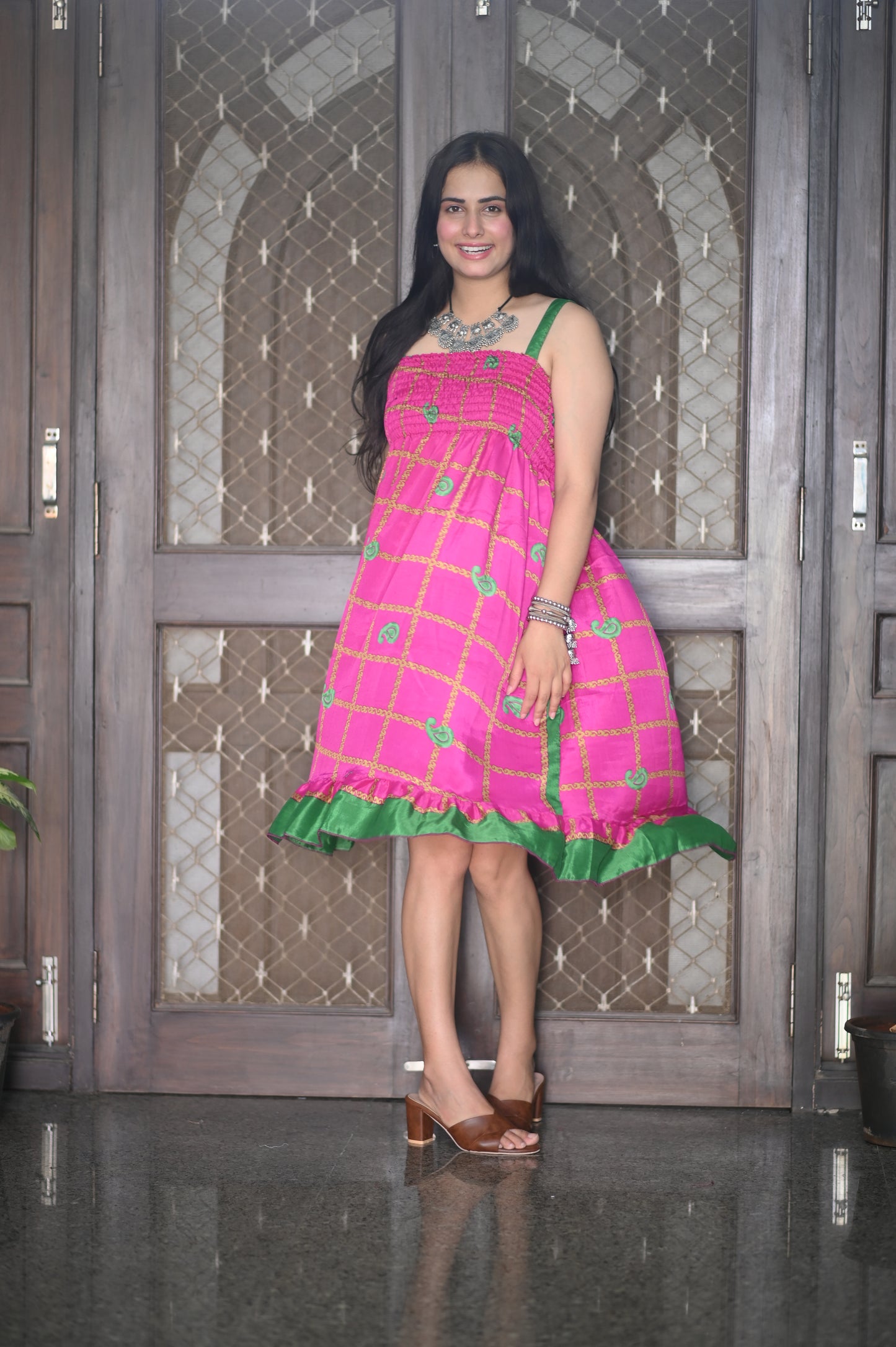 Pink & Green Boho Sundress