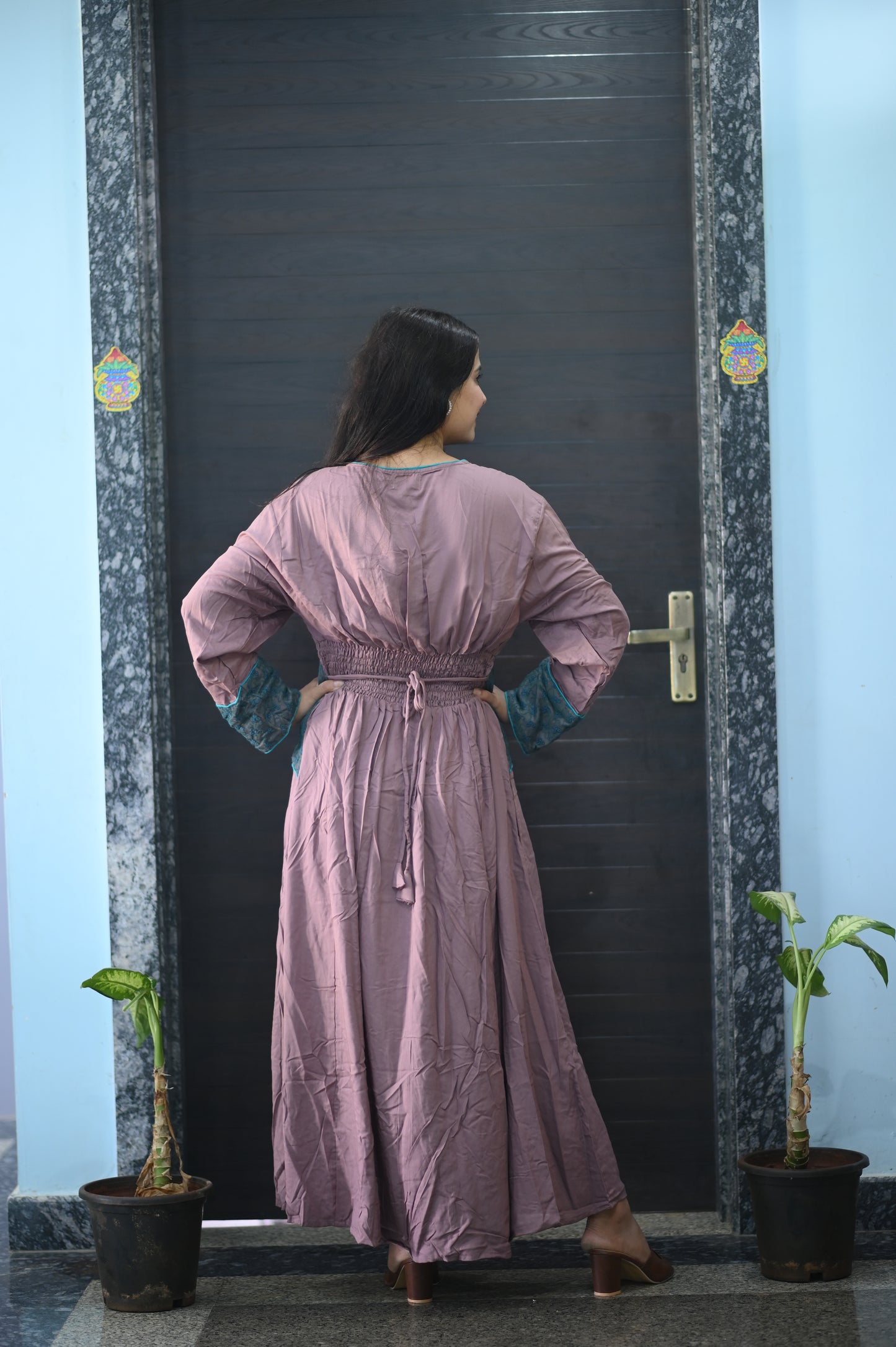 Boho Mauve Patchwork Maxi Dress