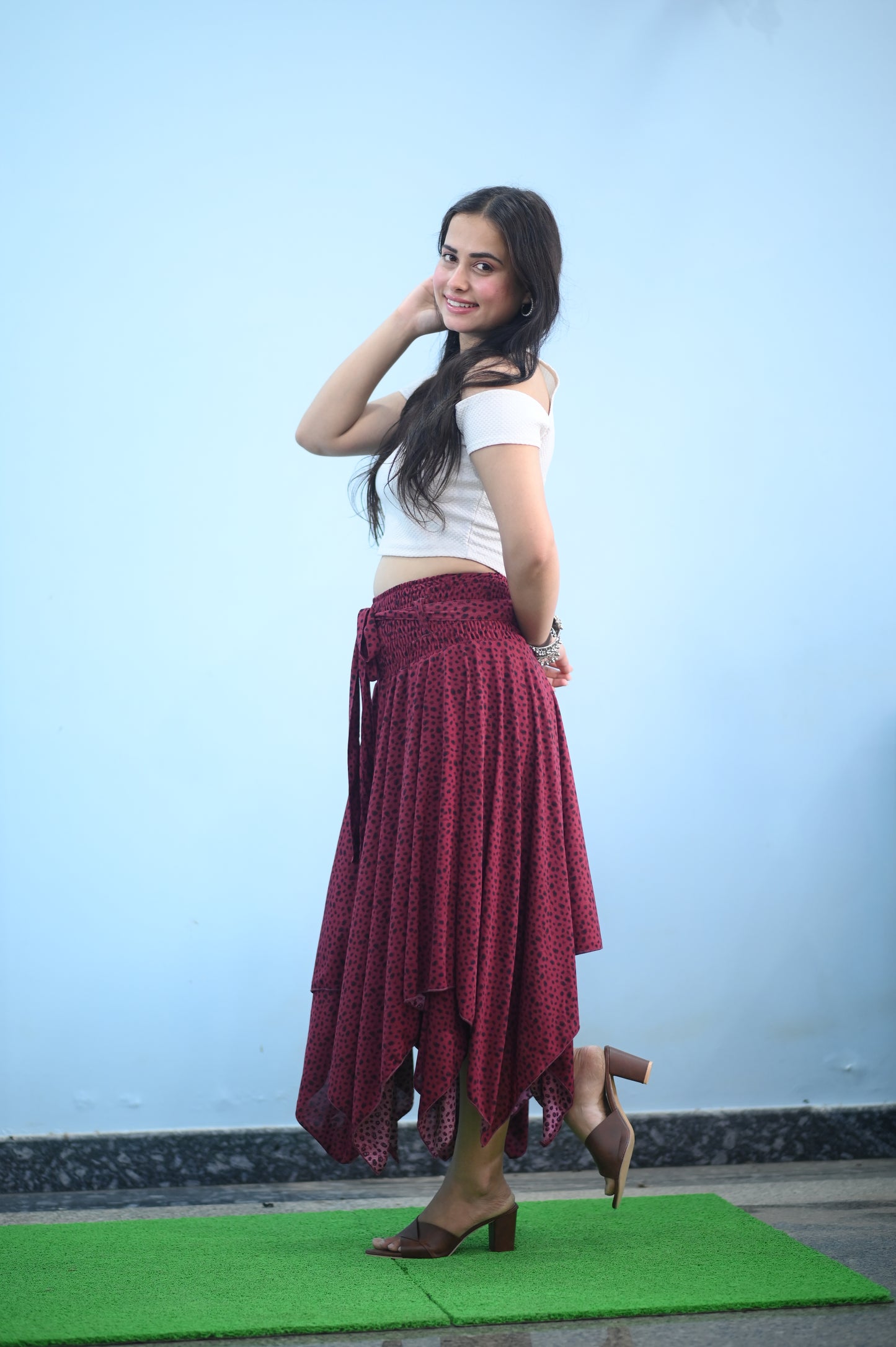 Boho Breeze Maroon Maxi Skirt