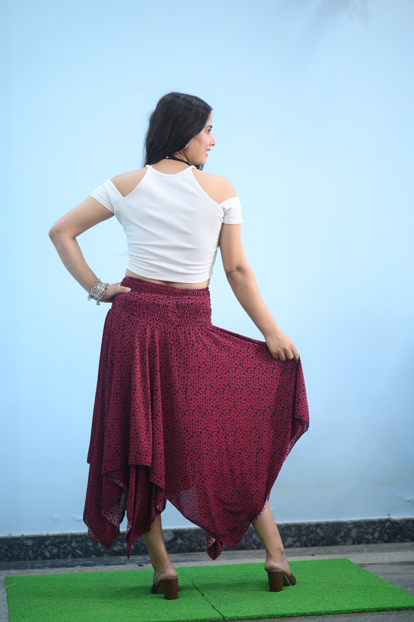 Boho Breeze Maroon Maxi Skirt