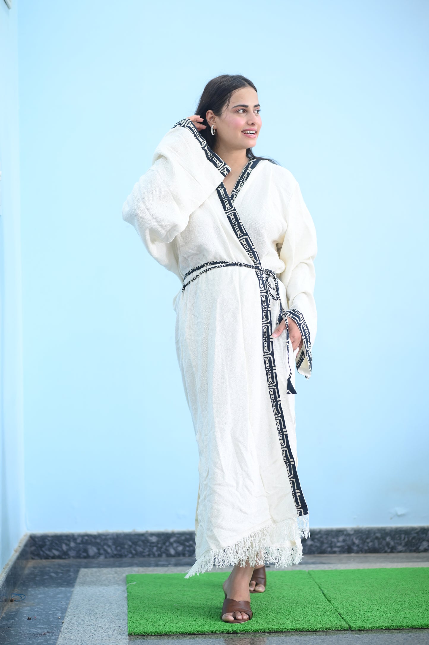 Boho White Kimono Maxi Dress