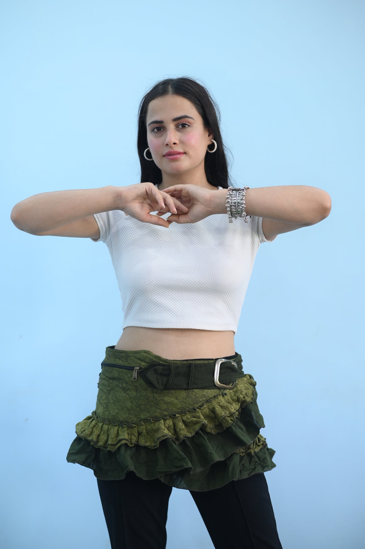 Olive Green Ruffle Skirt
