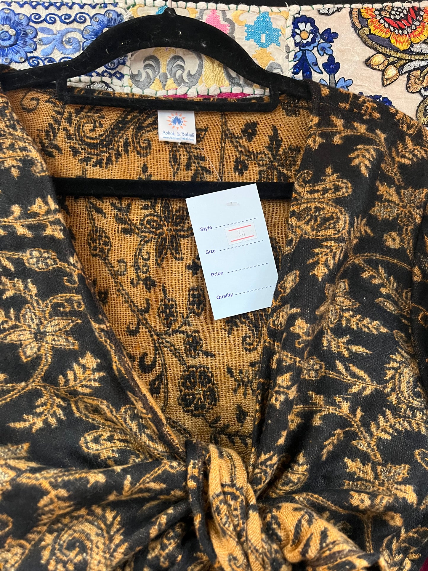 Black & Gold Paisley Wrap Top