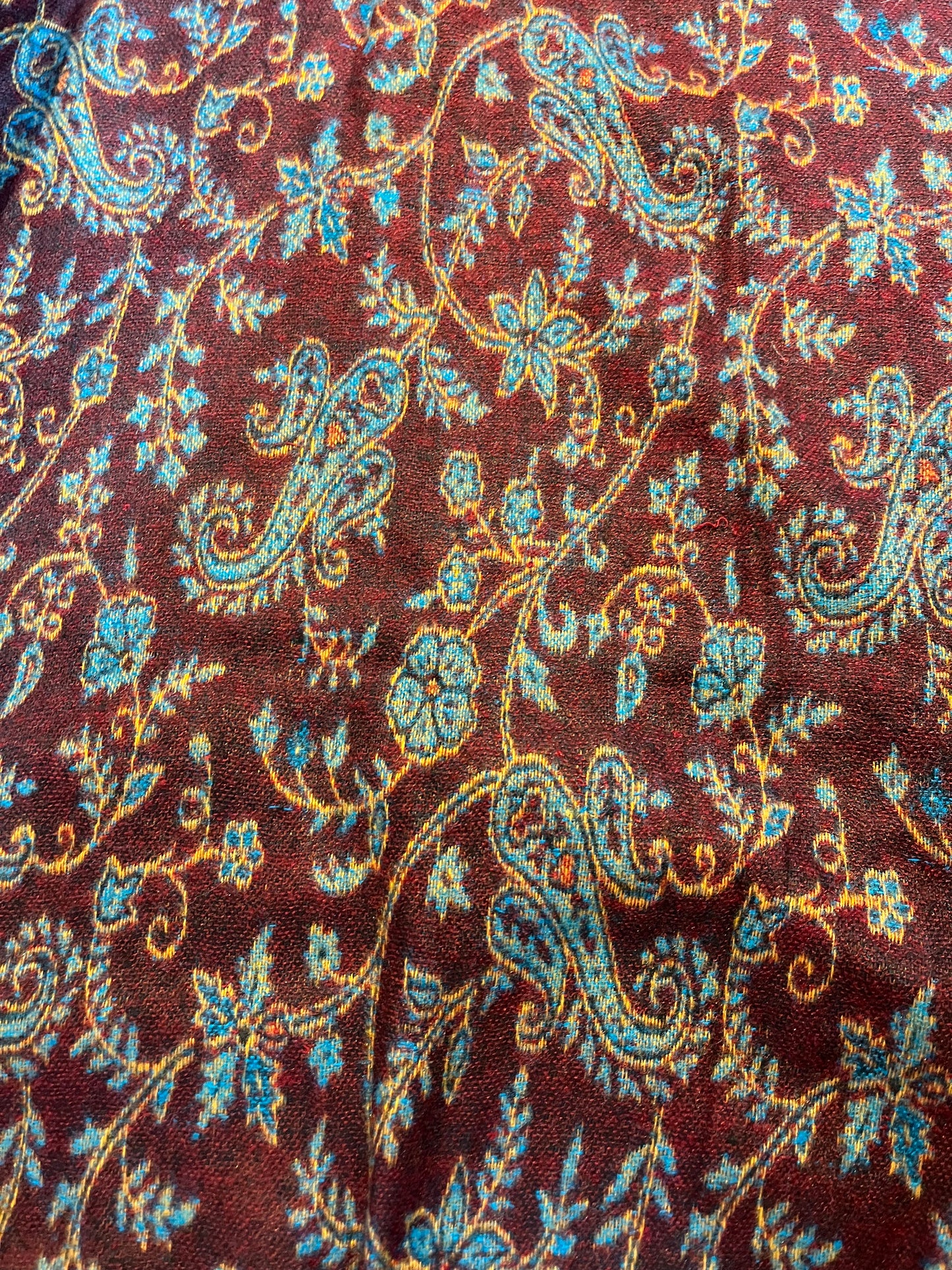 Burgundy Paisley Shawl Blanket