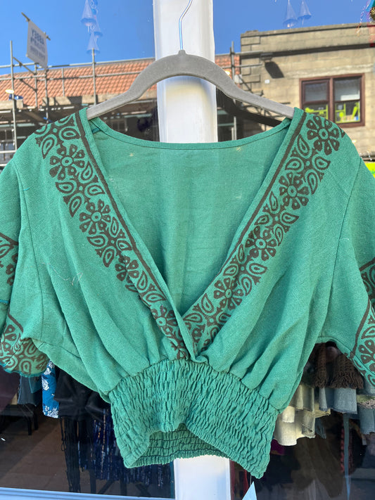 Block Print Princess Top - Emerald