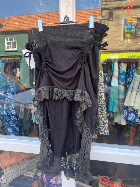 Black Waterfall Pixie Mini Skirt