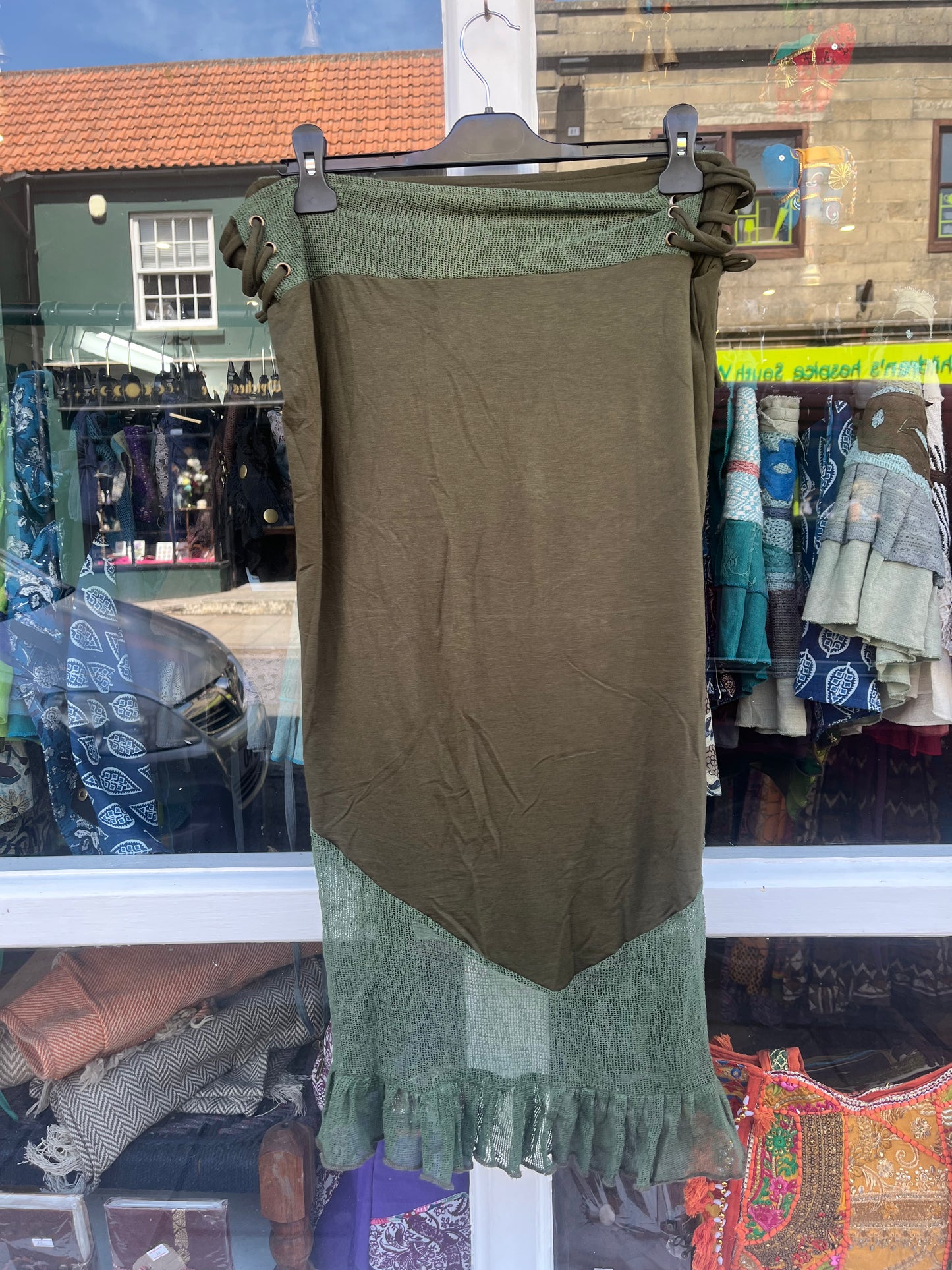 Khaki Waterfall Pixie Mini Skirt