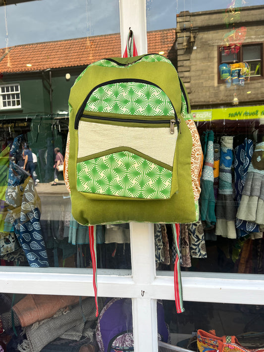 Large Green Patchwork Backpack