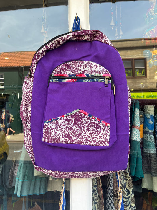 Large Purple Patchwork Backpack