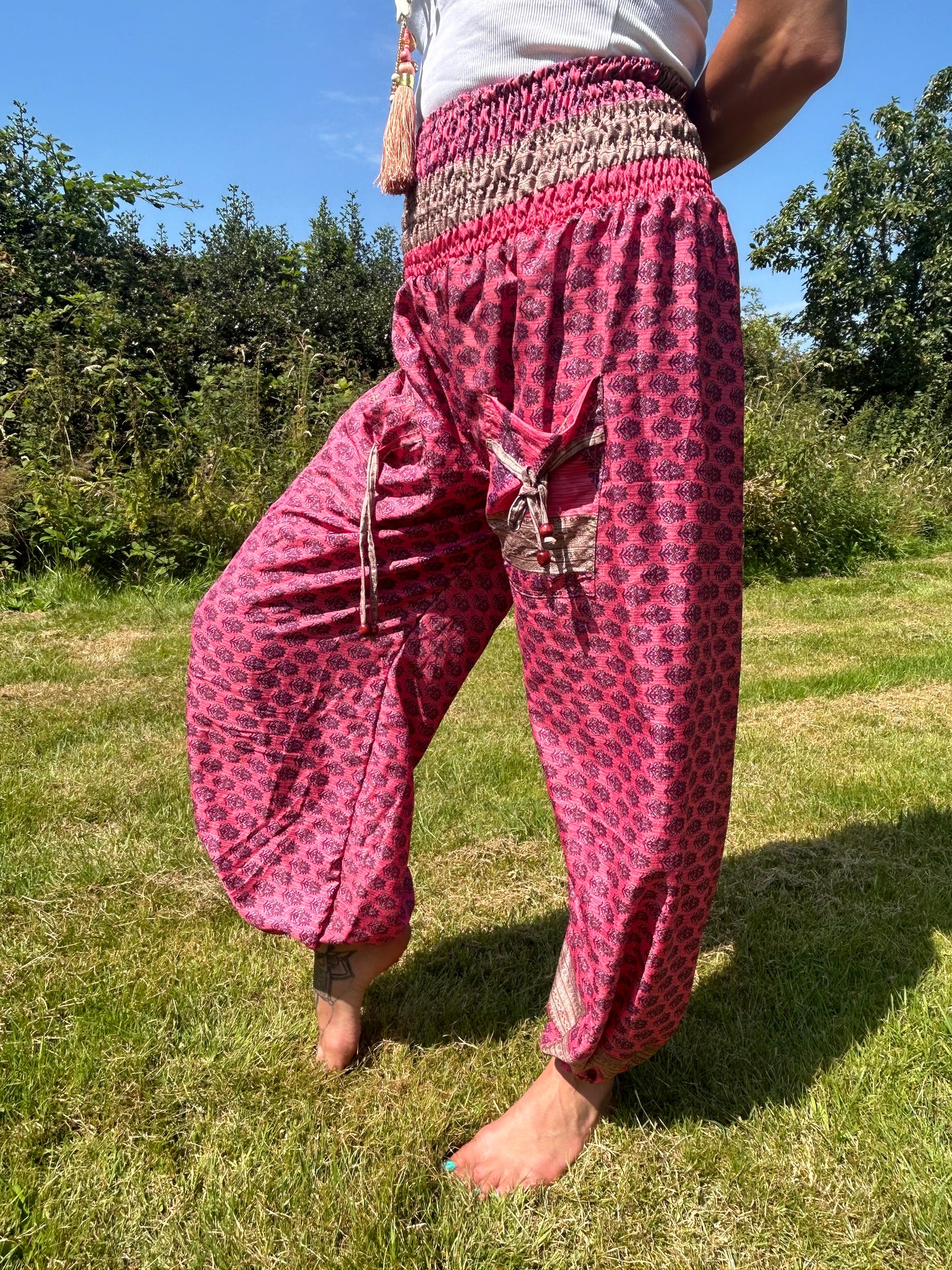 Harem Silk blend Printed Pants.