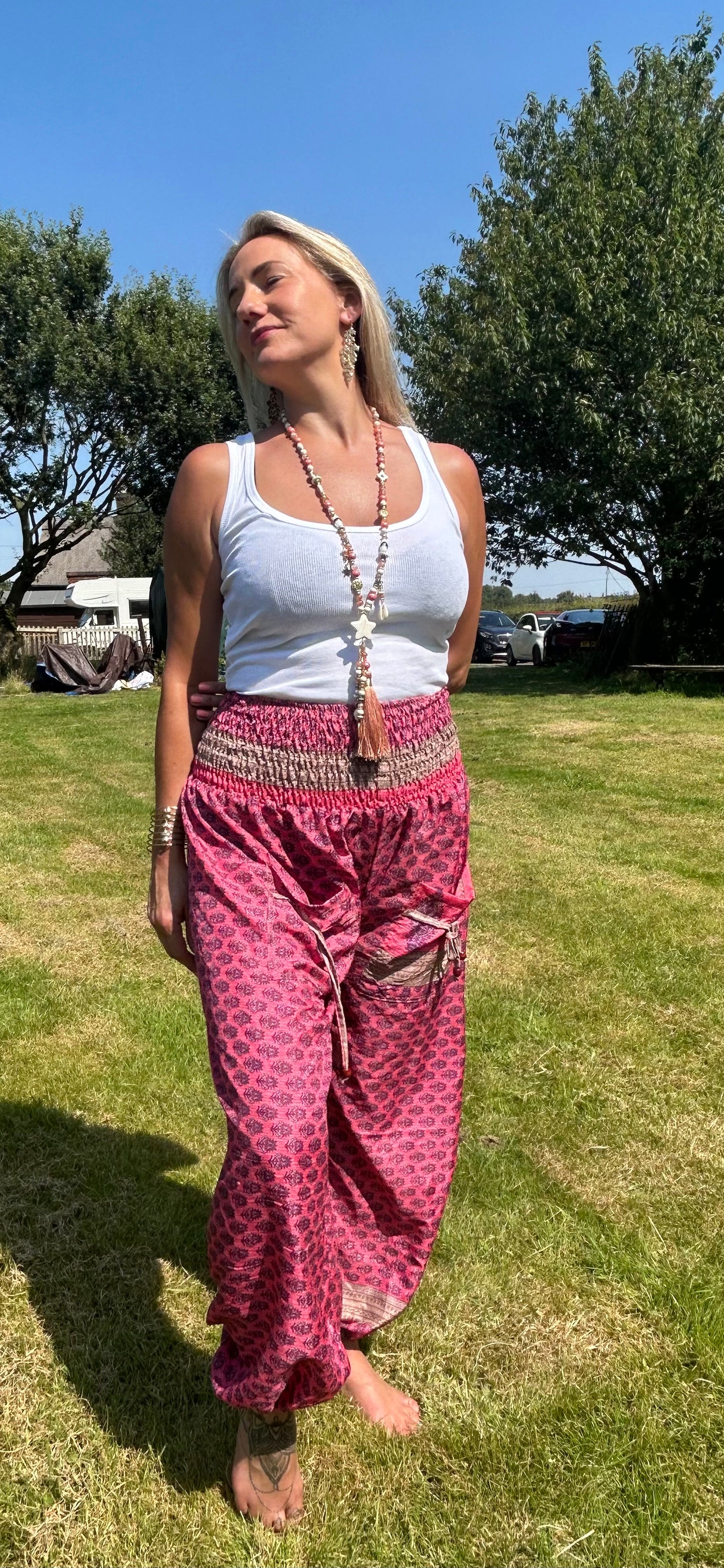 Harem Silk blend Printed Pants.