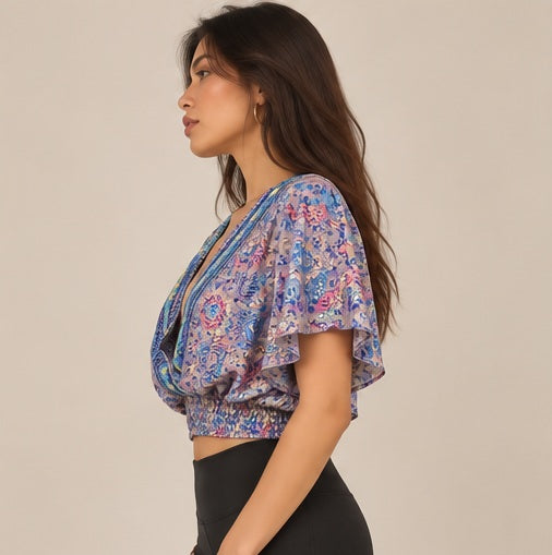 Lilac Floral Bobbins Top