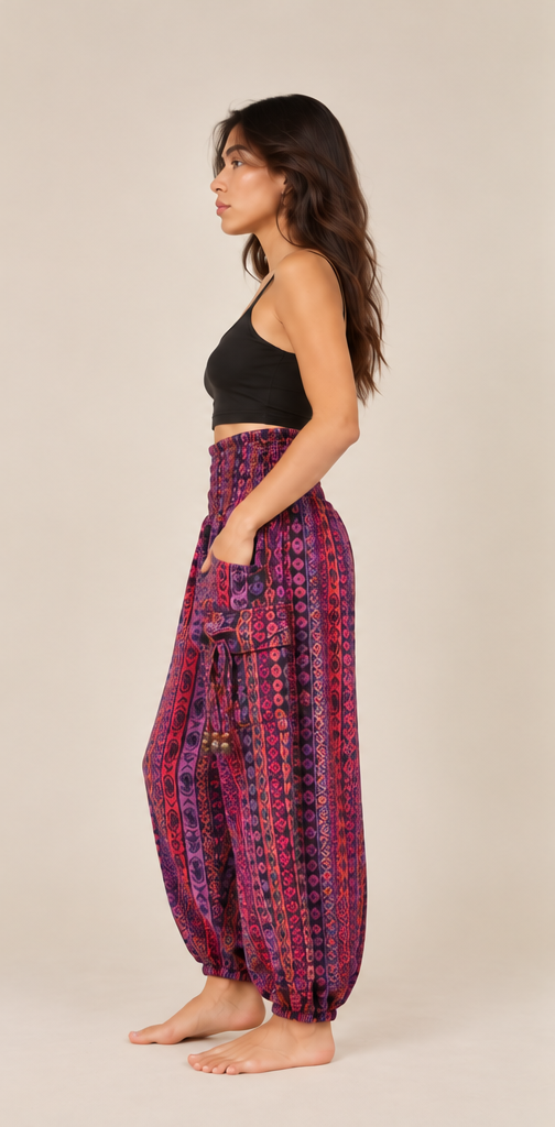 Purple & Pink Patterned Harem Pants