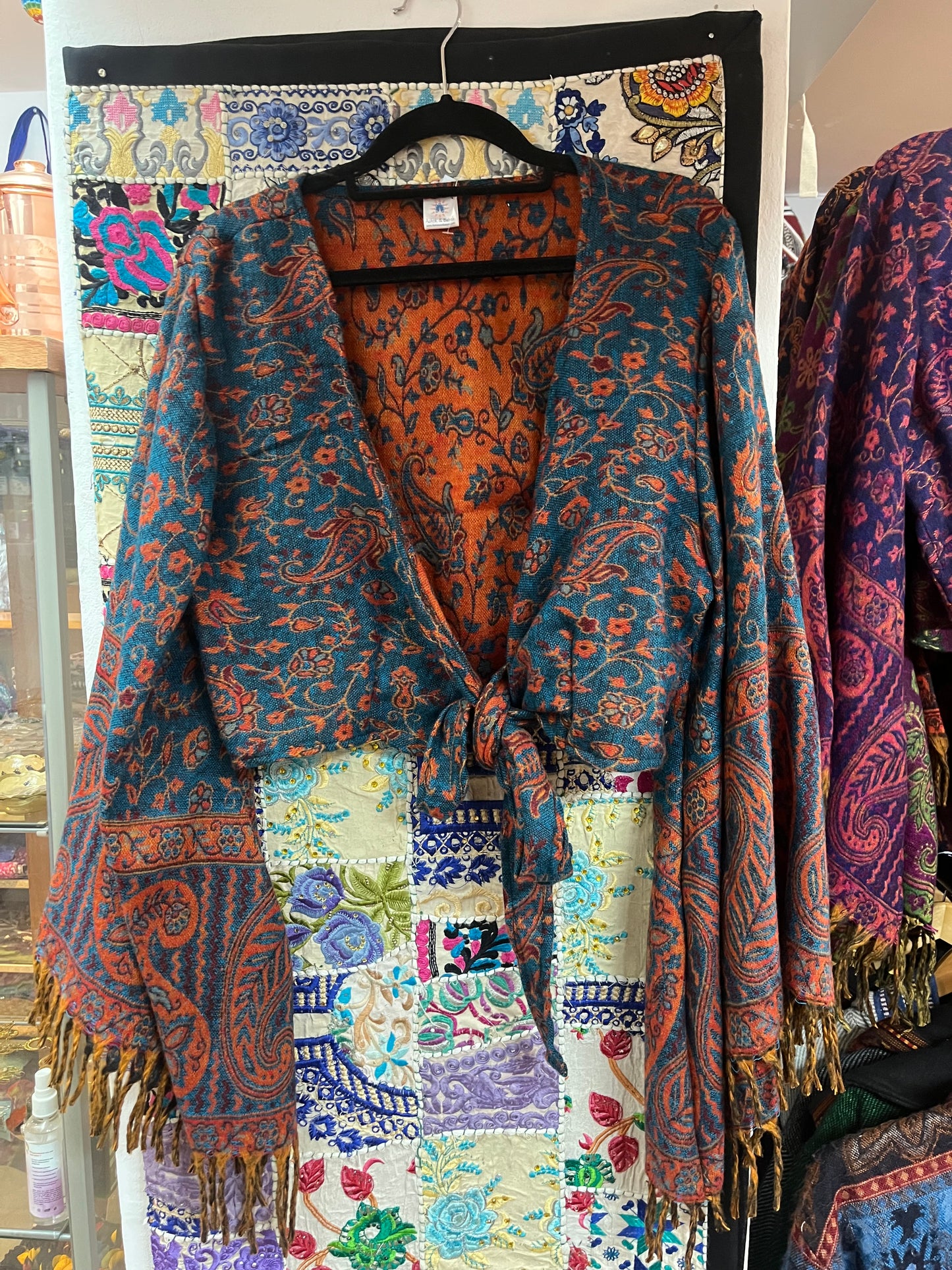 Teal & Rust Paisley Tie-Front / Wrap Top 🧡