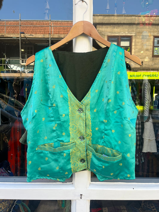 Emerald OOAK Sari Waistcoat