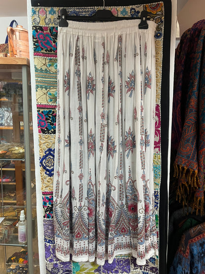 White Embroidered Indian Maxi Skirt ✨