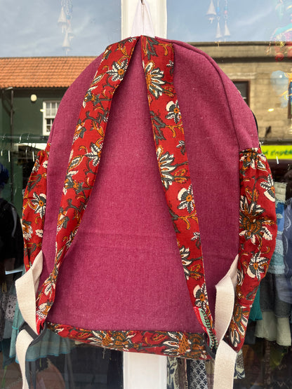 Large Red Patchwork Backpack