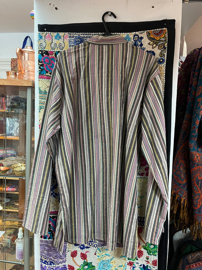 Neutral Tones - Stripe Cotton Men’s Kurta-Style Top