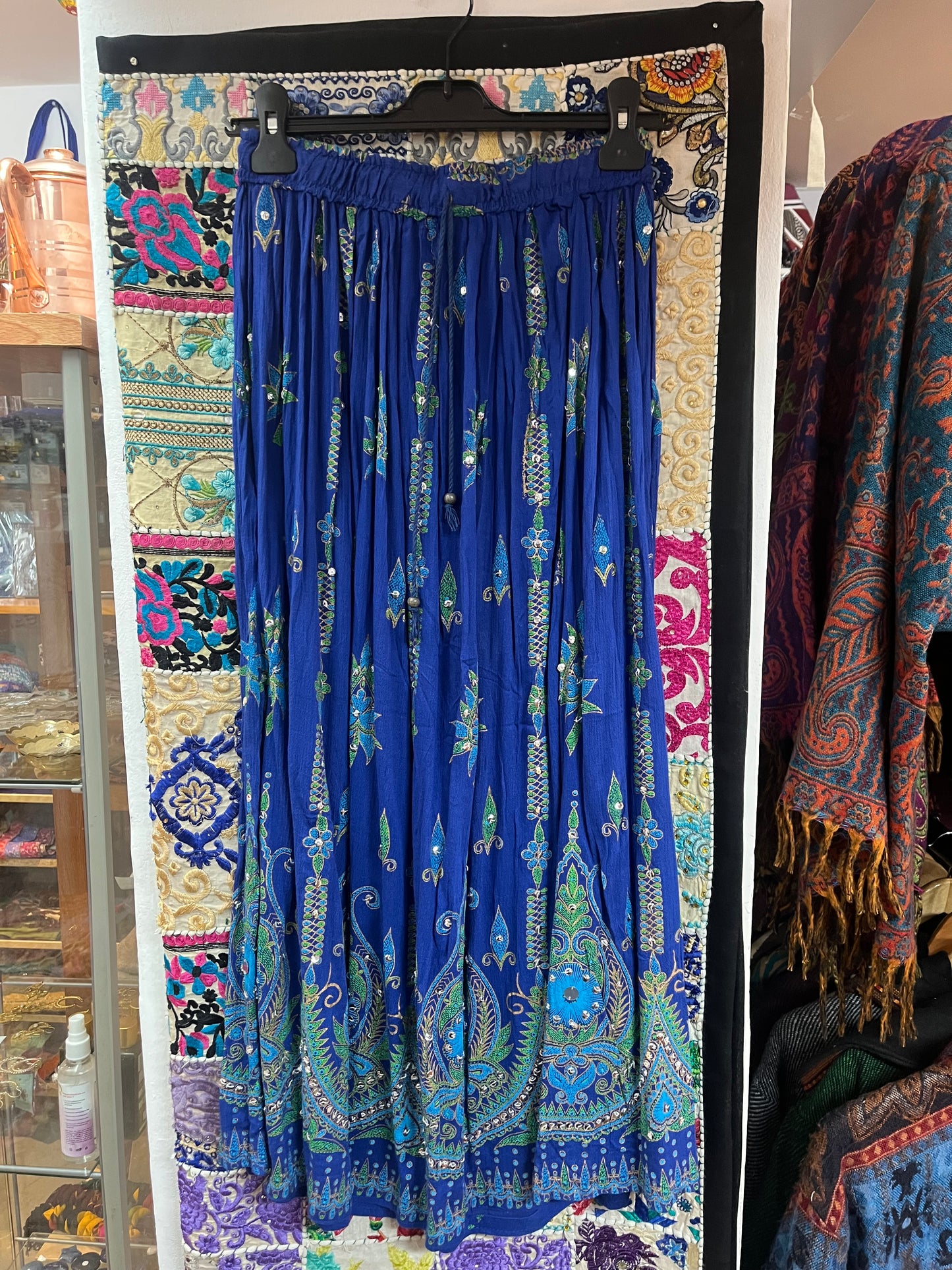 Blue Embroidered Indian Maxi Skirt ✨