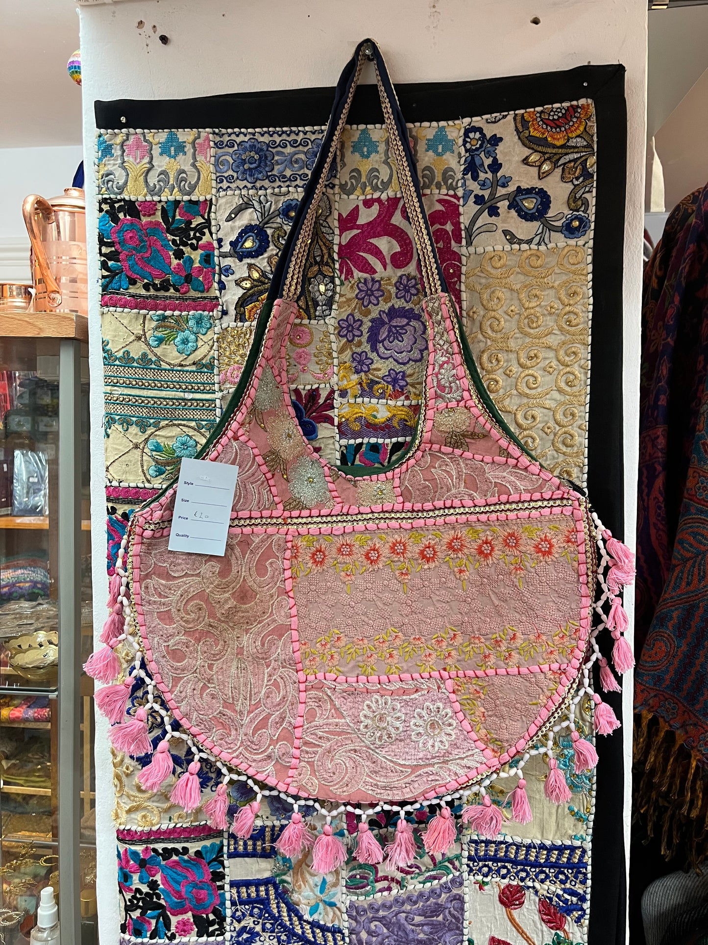 Pink Patchwork Embroidered Boho Tote Bag 🌸