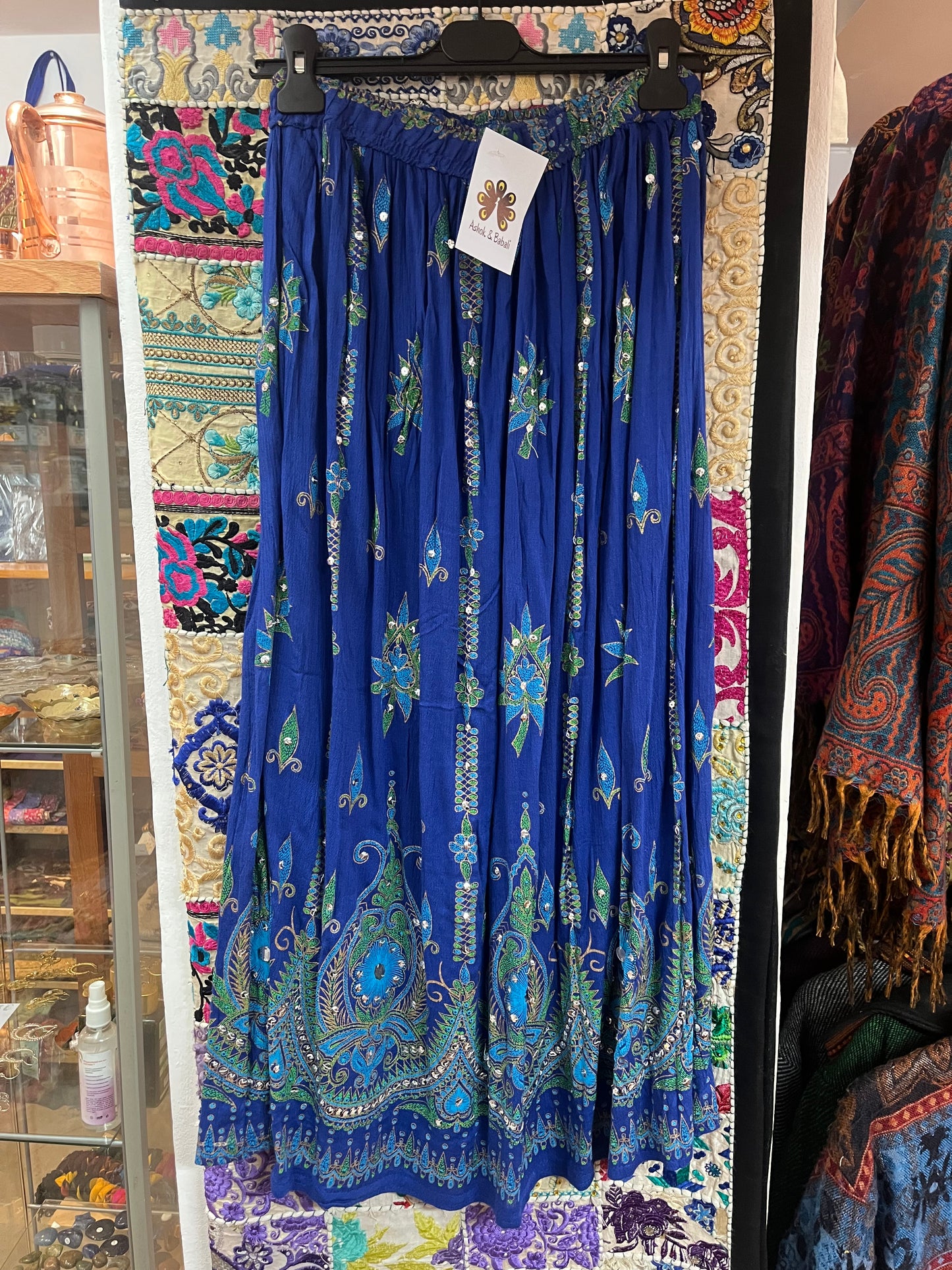Blue Embroidered Indian Maxi Skirt ✨