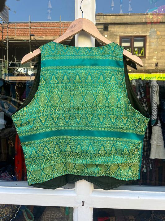 Forest OOAK Sari Waistcoat