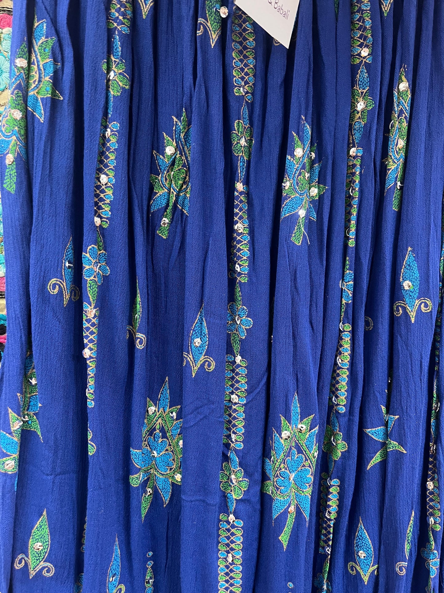 Blue Embroidered Indian Maxi Skirt ✨