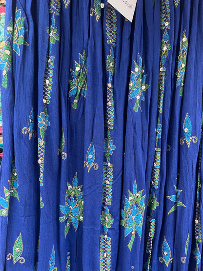 Blue Embroidered Indian Maxi Skirt ✨