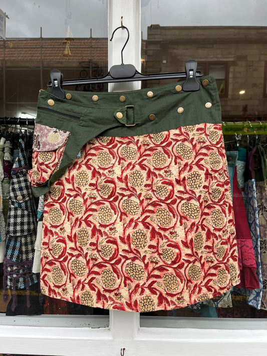 Ruby Block Print Mini Skirt