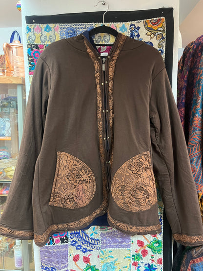 Brown Lace Fairy Fleece Lined Jacket 🧚🏽‍♀️