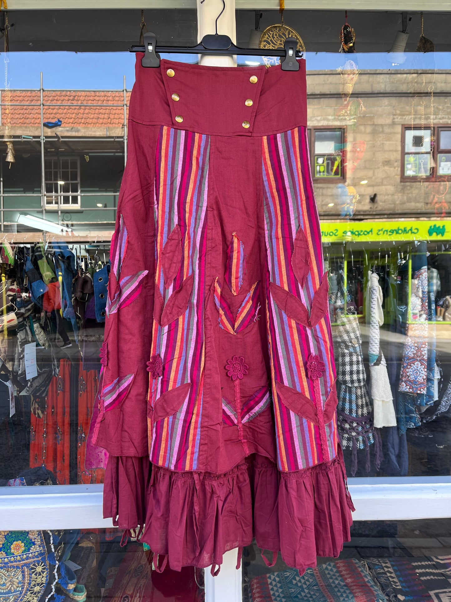 Red Gypsy Floral Patchwork Skirt