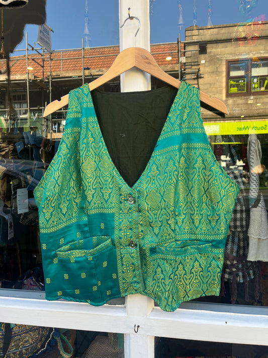 Forest OOAK Sari Waistcoat