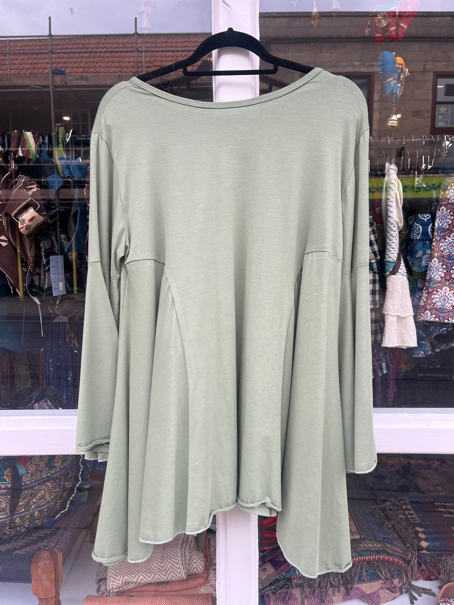Sage V-Neck Elven Top with Bell Sleeves