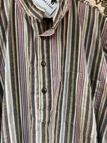 Neutral Tones - Stripe Cotton Men’s Kurta-Style Top