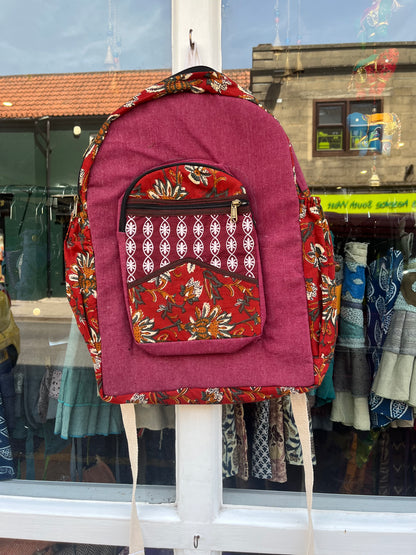 Large Red Patchwork Backpack