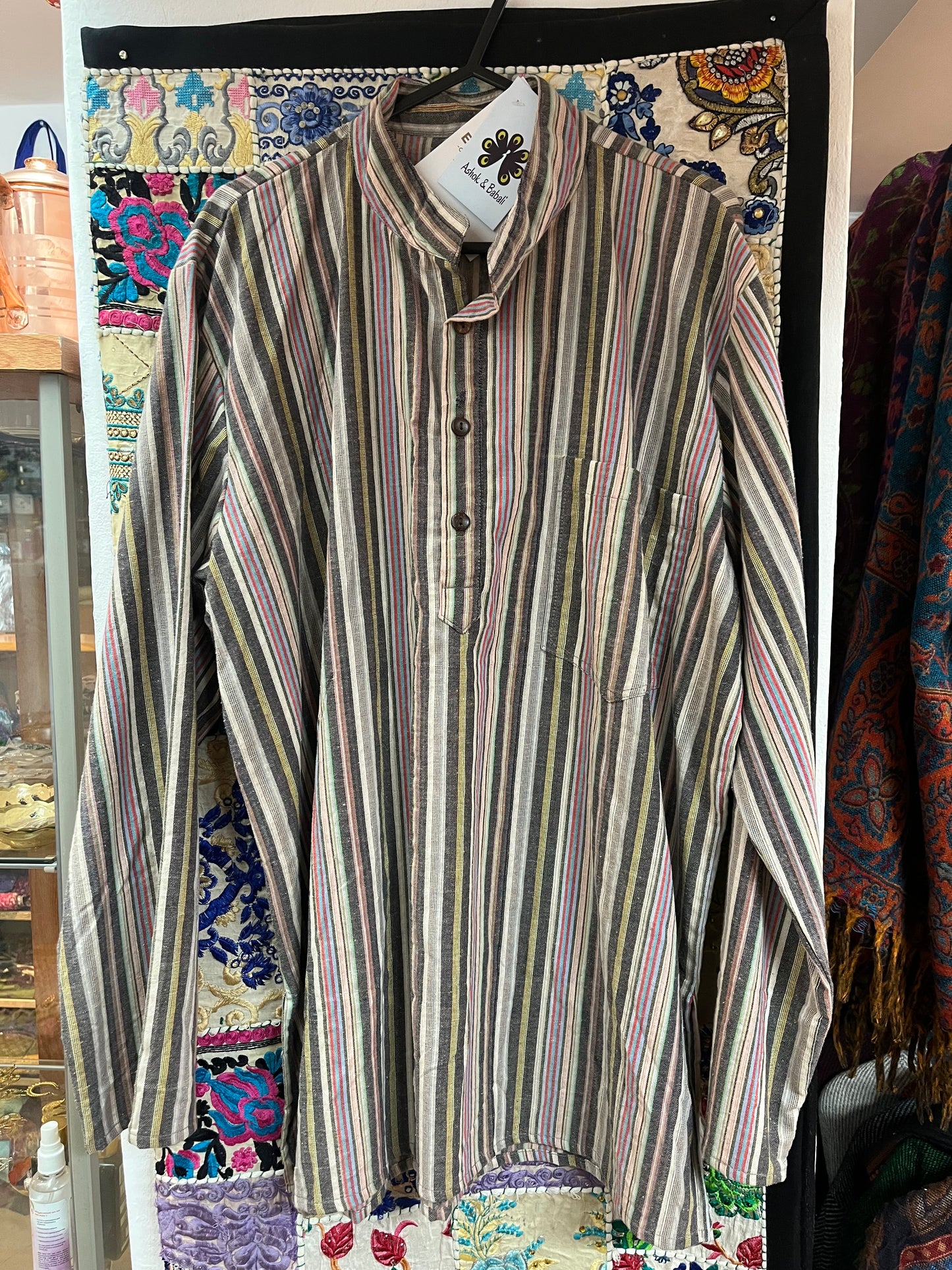 Neutral Tones - Stripe Cotton Men’s Kurta-Style Top