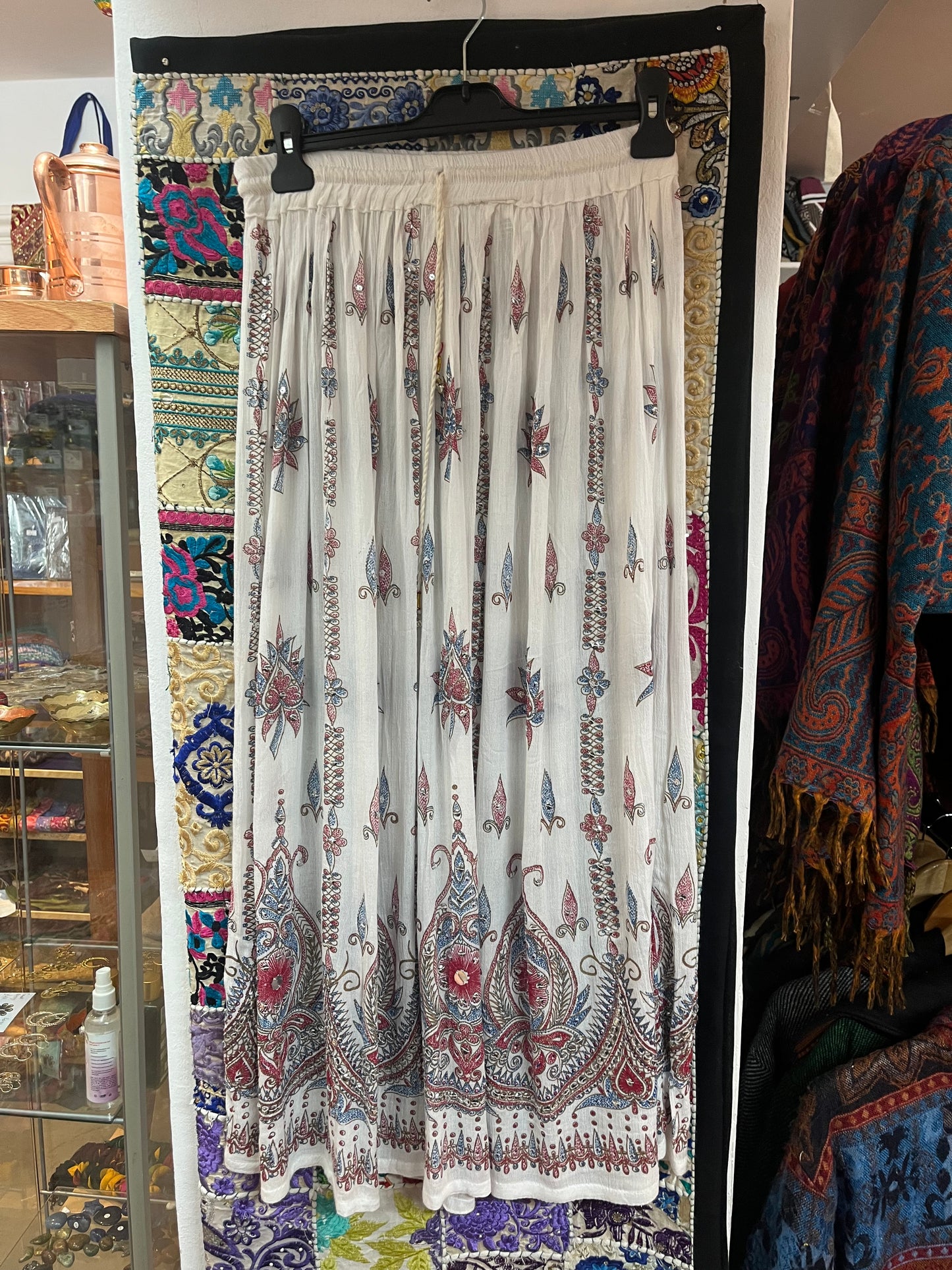 White Embroidered Indian Maxi Skirt ✨