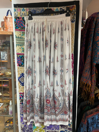 White Embroidered Indian Maxi Skirt ✨
