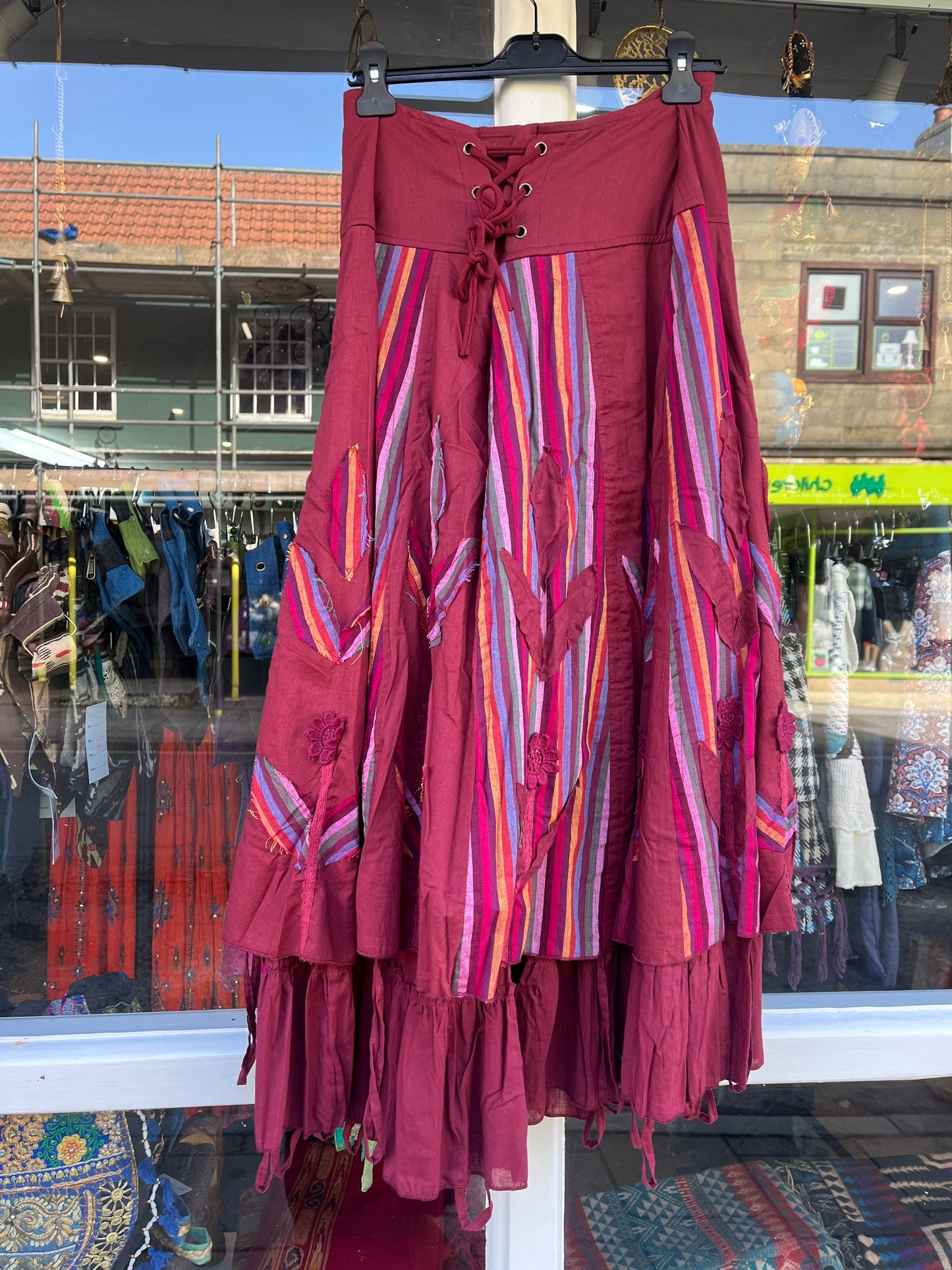 Red Gypsy Floral Patchwork Skirt